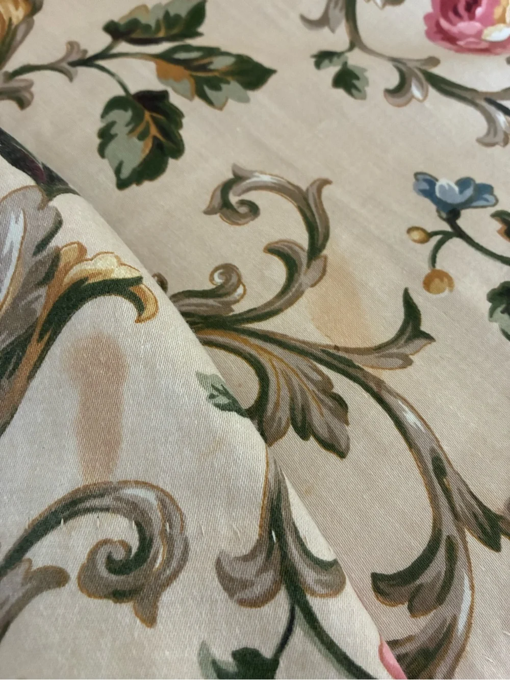 JCPenney Home Set of 3 Drapes Pinch Plaid Curtains Beige Floral Print 24x82”